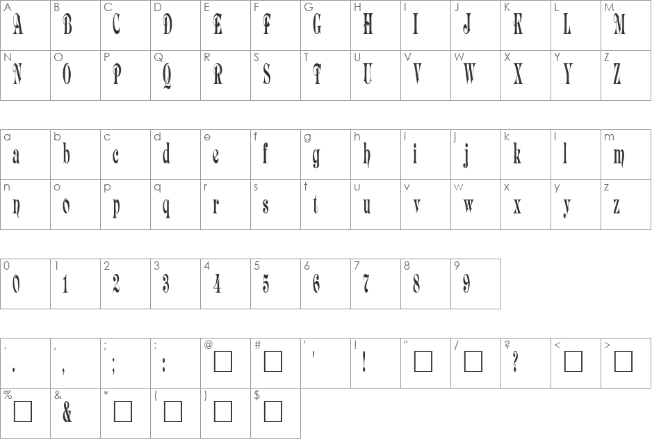 Aspen font character map preview