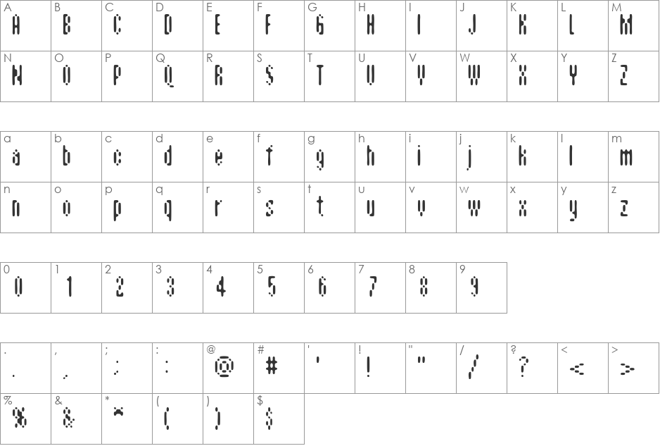 Aspersion font character map preview