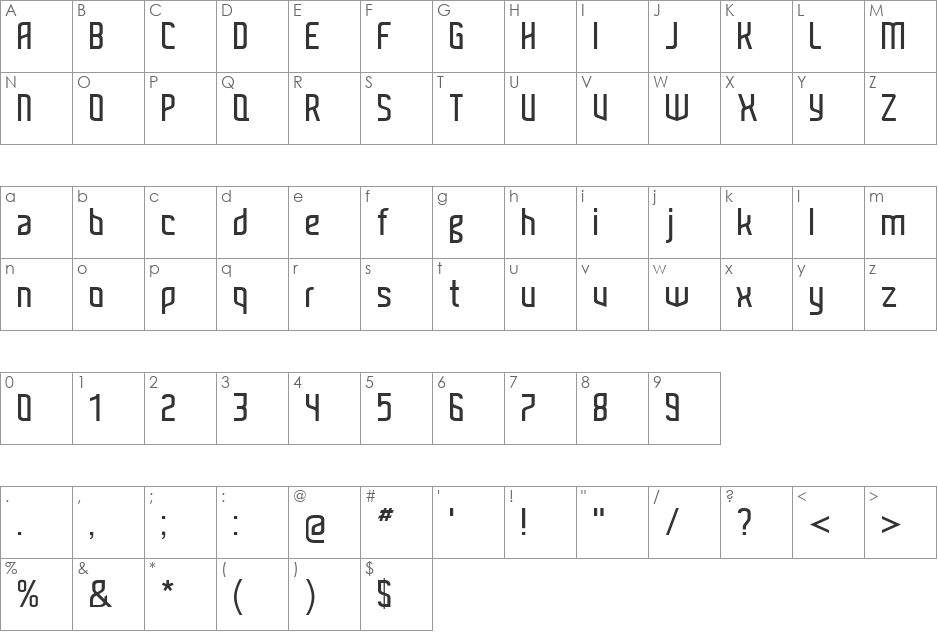 Kitchen std font character map preview