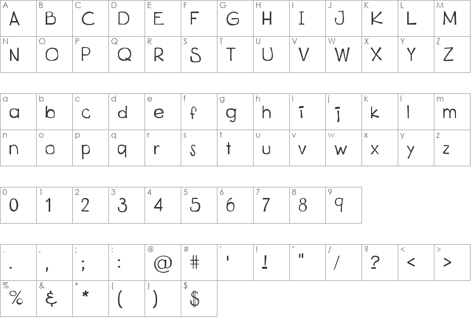 kitsu font character map preview