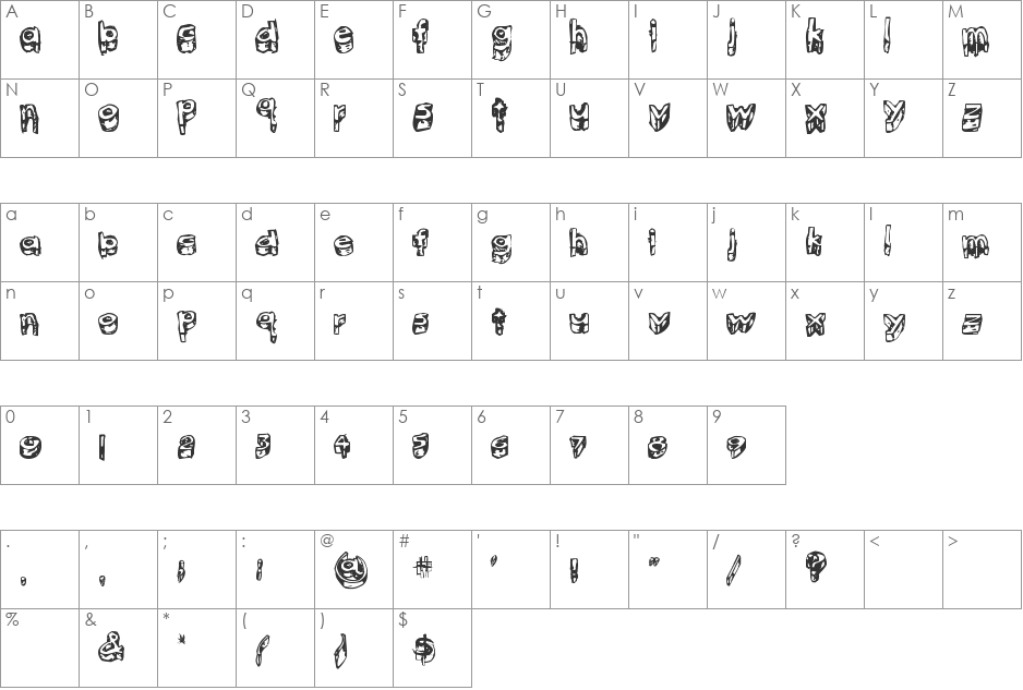 kitten meat font character map preview