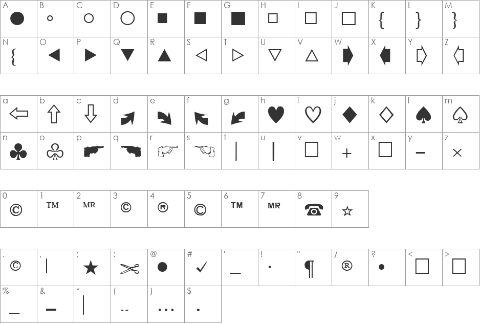 KivunPi font character map preview