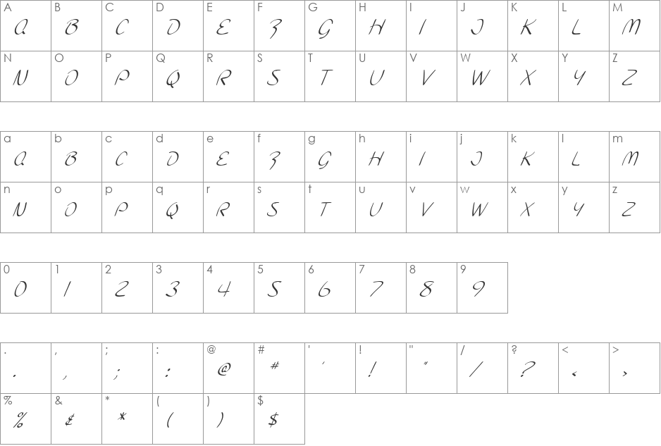 Kizzo Marshall font character map preview