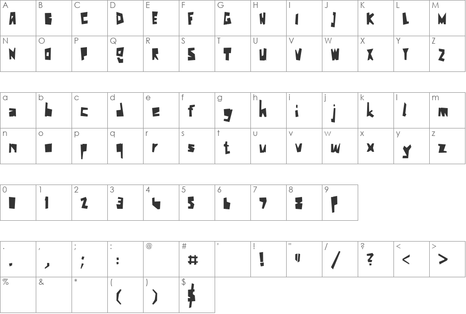 kk_schnitzler font character map preview