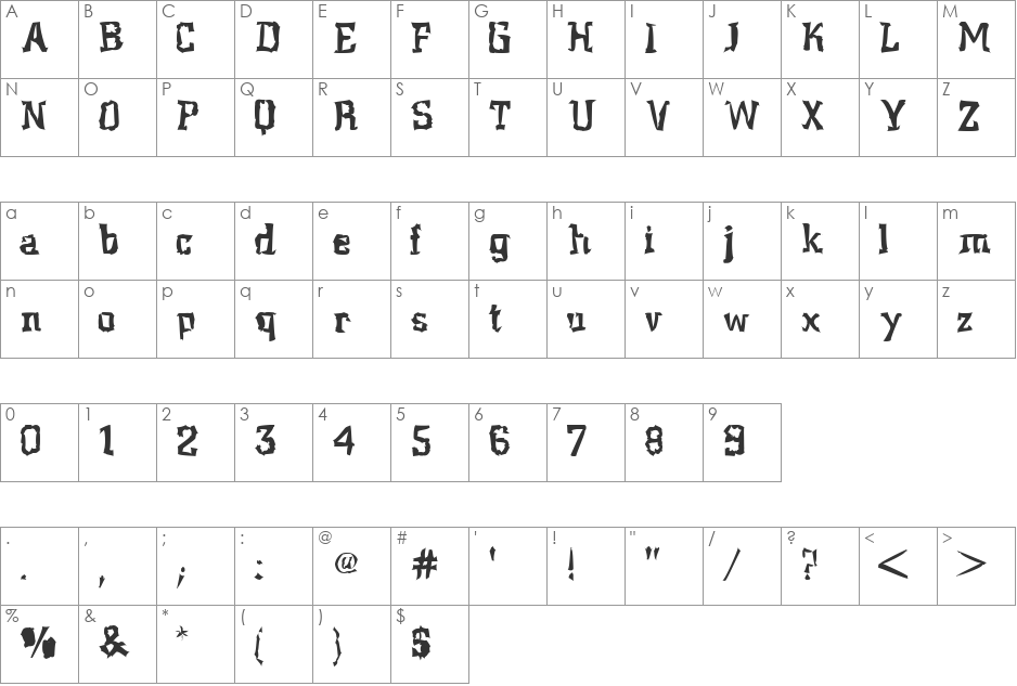 Klaxon font character map preview