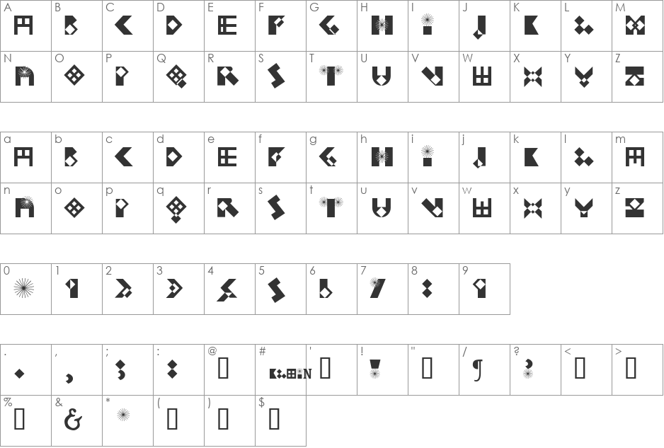 KleinsFirstBricks font character map preview