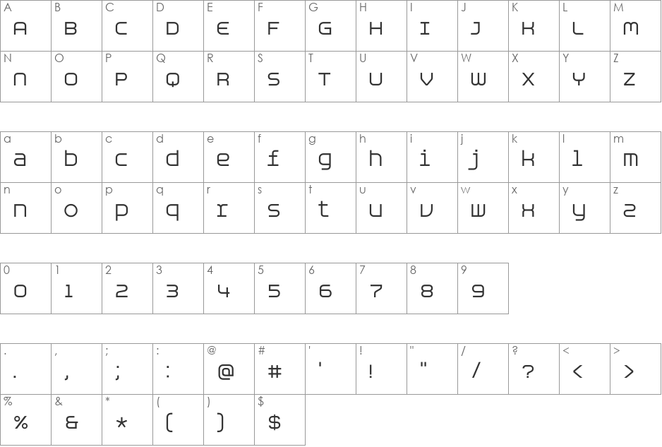 Aspirin AdvanceRegular font character map preview