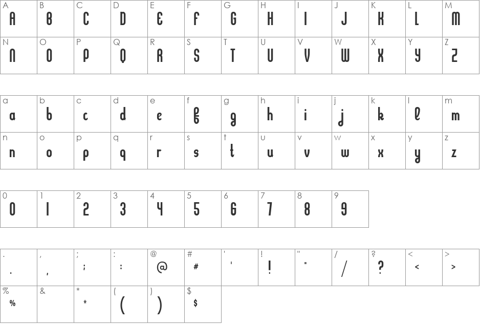 Kleptocracy font character map preview