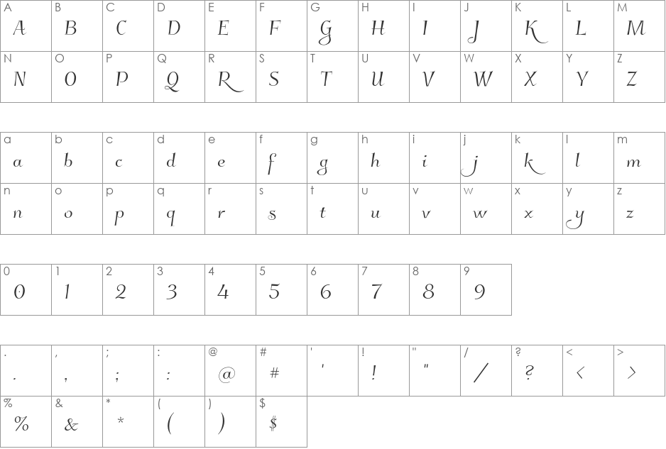 Kleymissky font character map preview