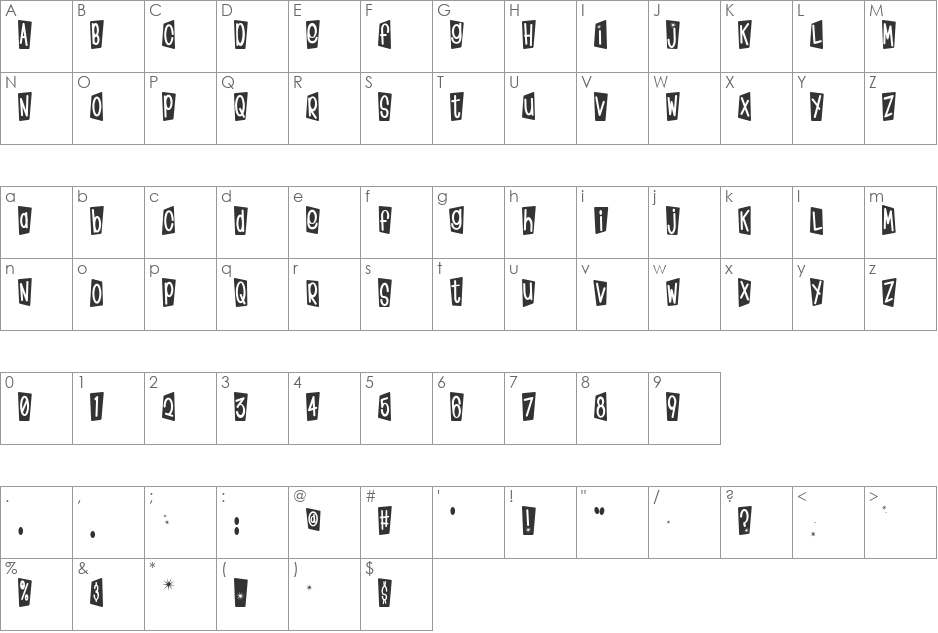 KlinkOMite font character map preview