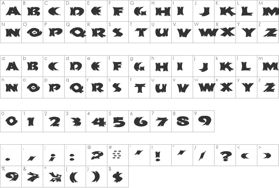 KlitschKOtiqua font character map preview