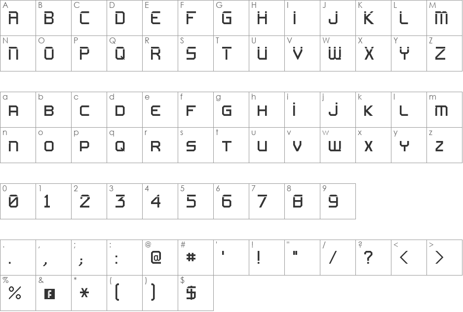 klonder 02 font character map preview