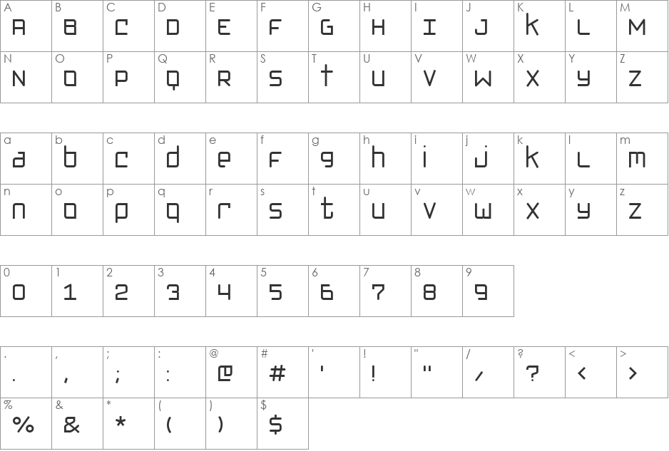 Klondike font character map preview