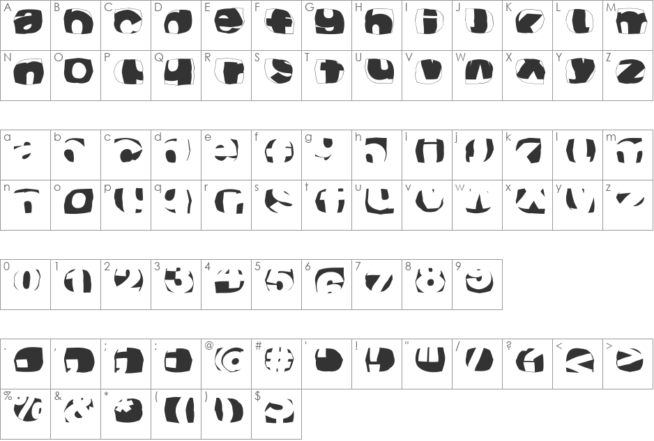 KLRoundFragments font character map preview