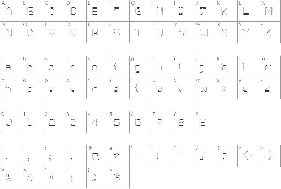 KneeonLight font character map preview