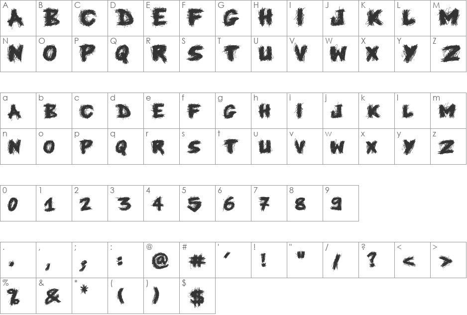 Knife Fight font character map preview