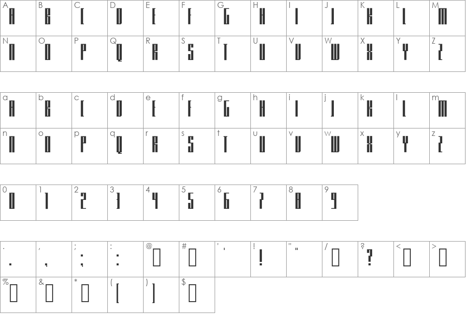 Knifer 300 font character map preview