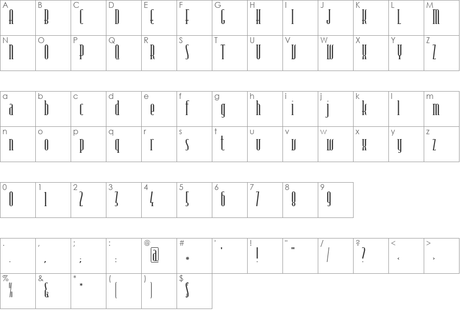 Kniff font character map preview