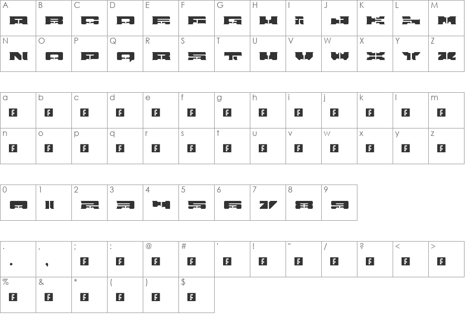 KnighTron font character map preview