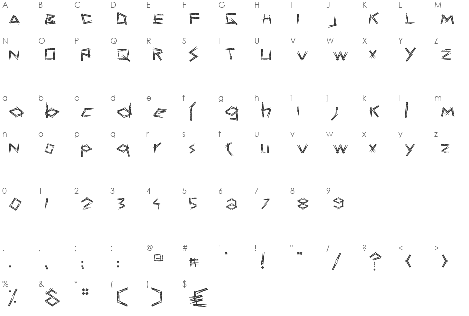 KNIJPER font character map preview