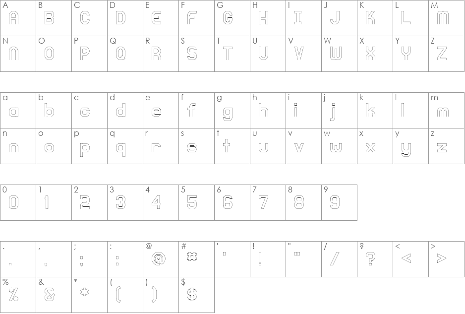 Knochen font character map preview