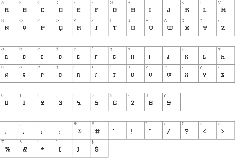 Knomen font character map preview