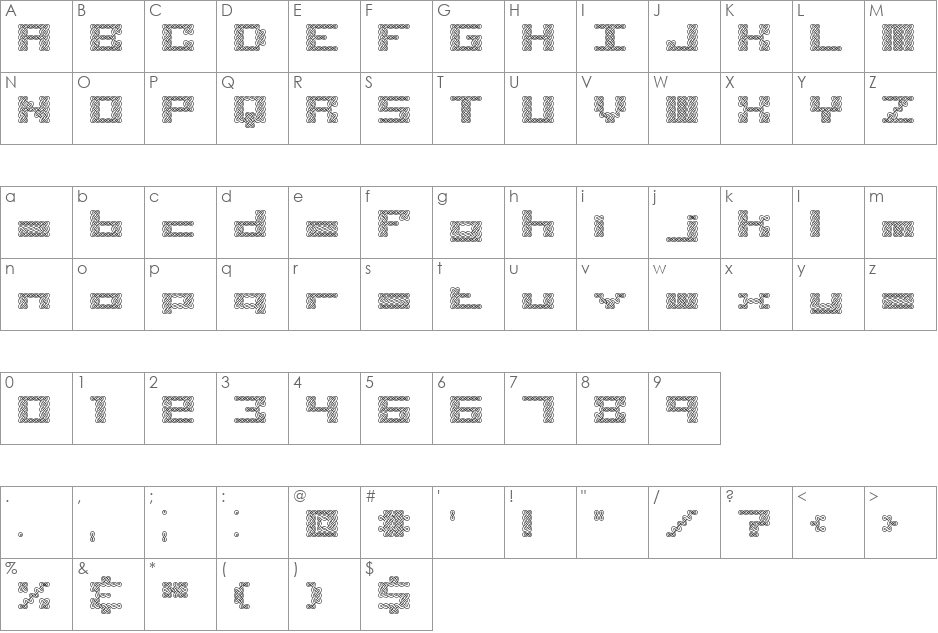 Knot BRK font character map preview