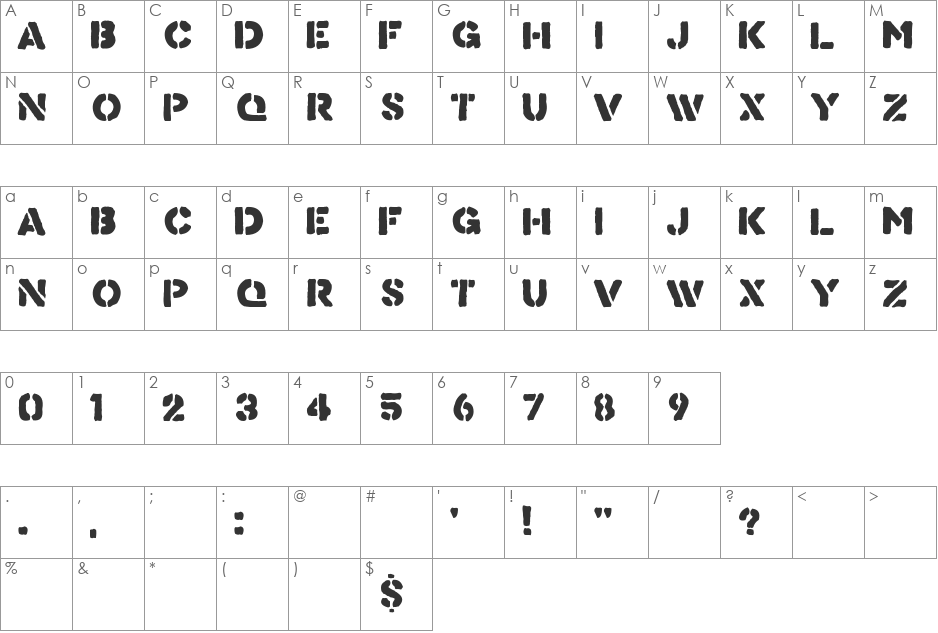Know Your Product font character map preview