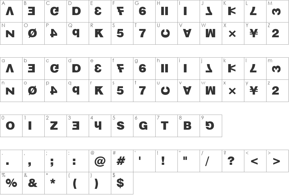 Knulla font character map preview
