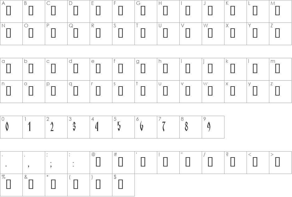 Knyaz font character map preview
