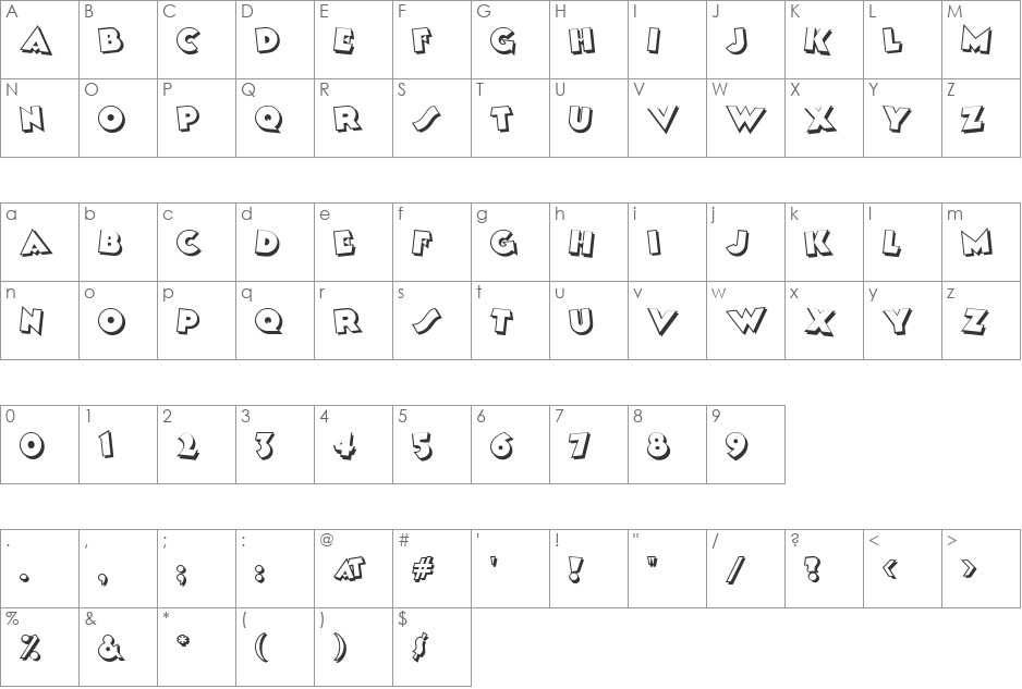 Kobalt font character map preview