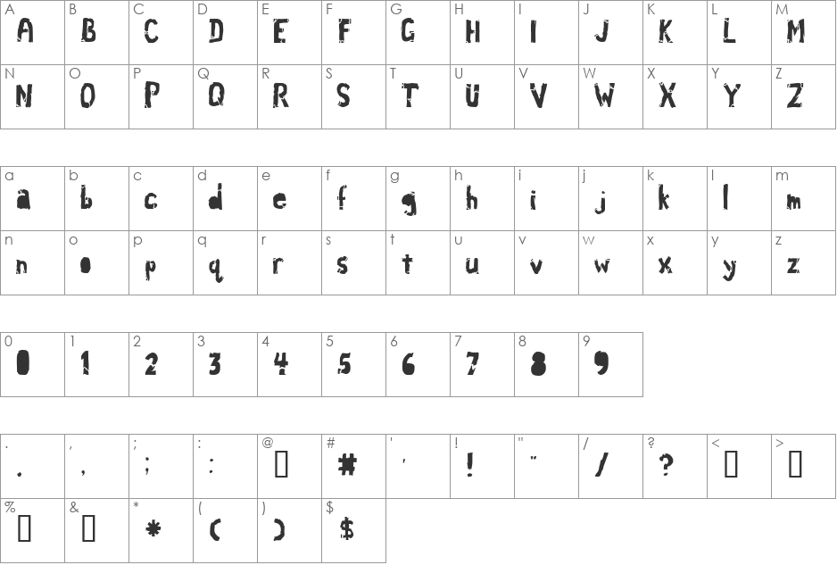 Ass Crack font character map preview