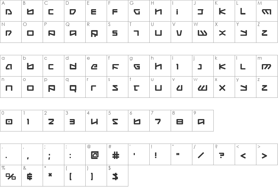 Kobold Bold font character map preview