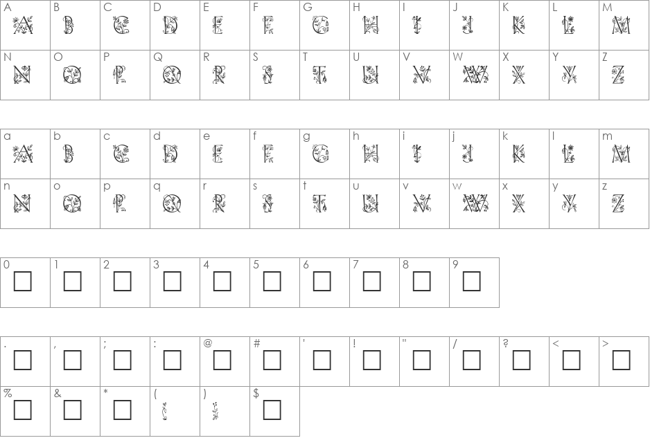 Koch Altschrift Initialen font character map preview