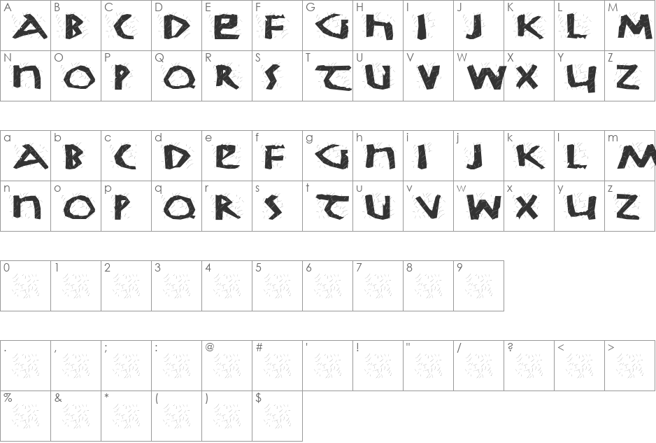 KochWoodcut font character map preview