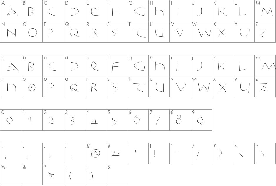 KochwoodQuill font character map preview