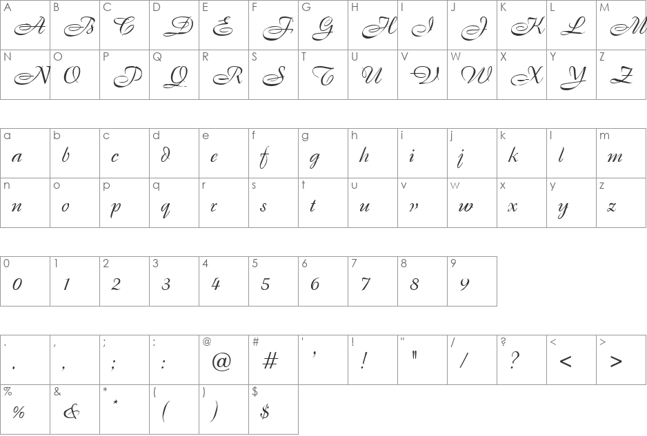 Koepenick font character map preview