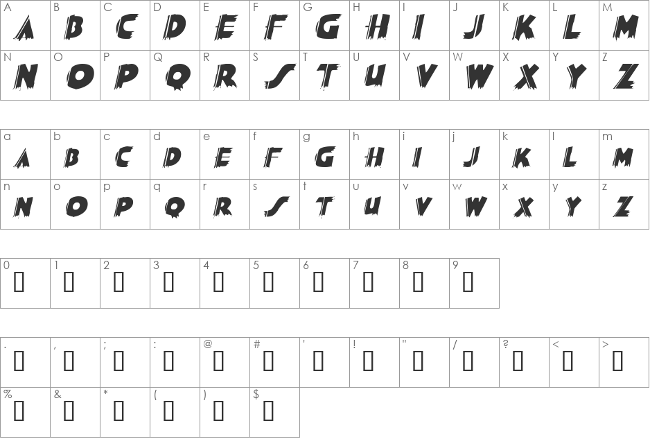 KokamaSCapsSSK font character map preview