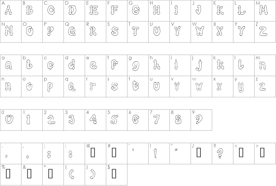 Koksure font character map preview