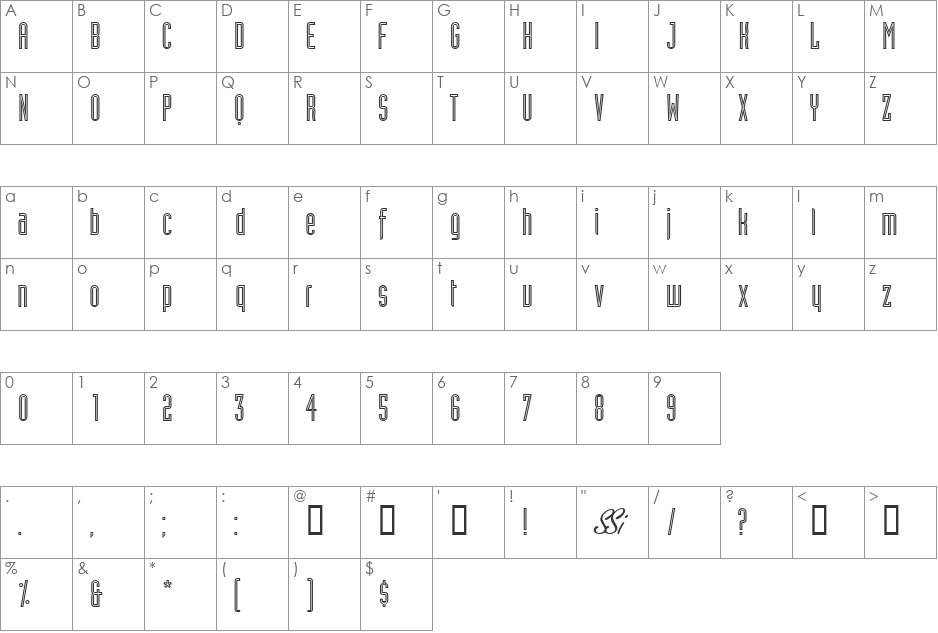 AssemblyOutlineSSK font character map preview