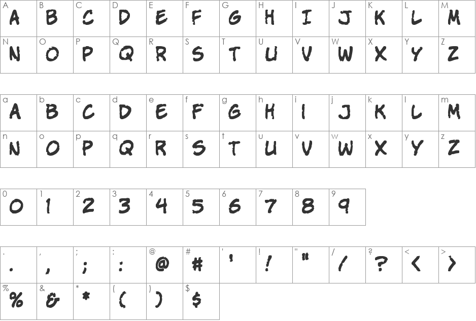 Komika Parch font character map preview