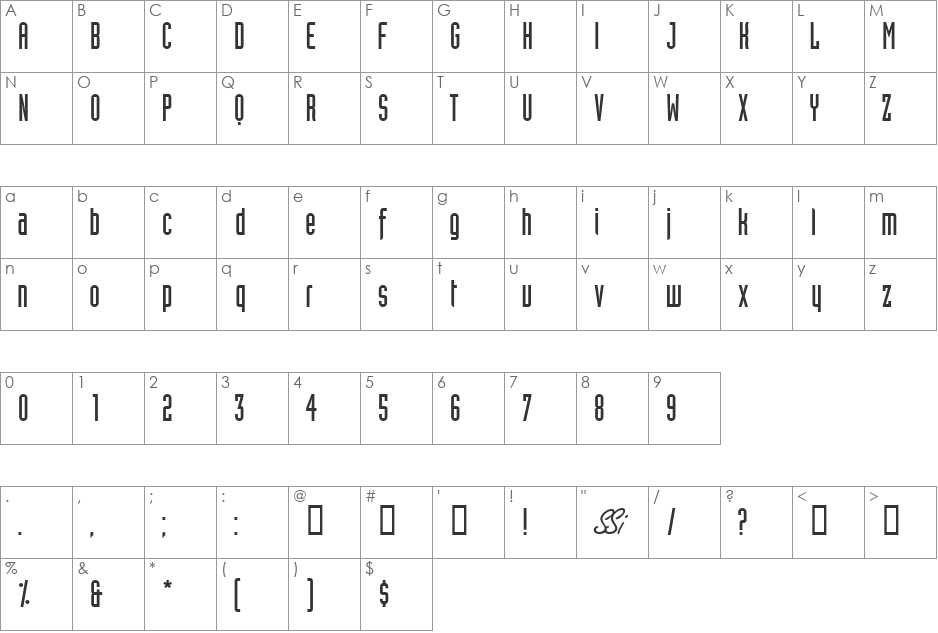 AssemblySSK font character map preview