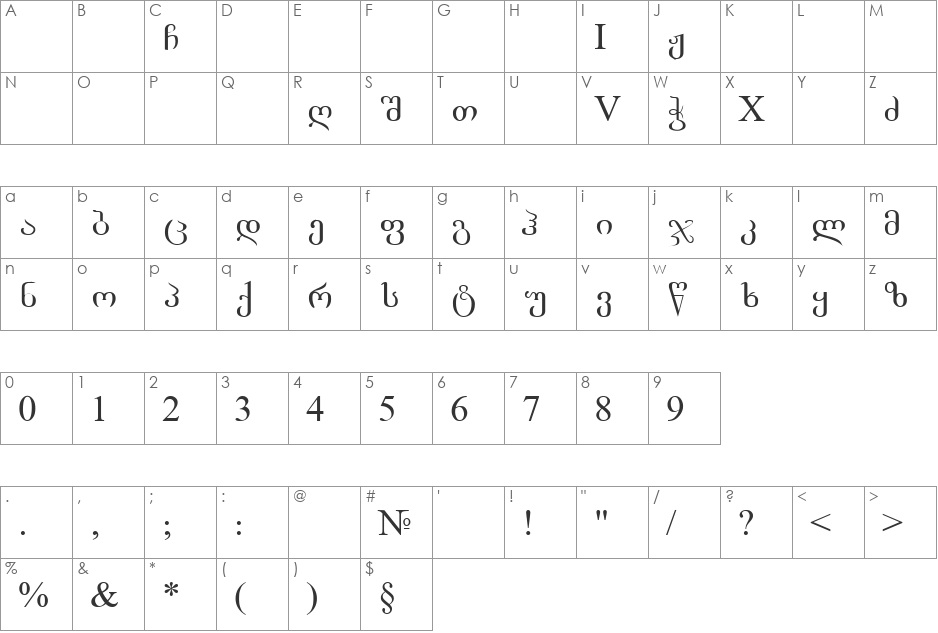 AcadNusx_lb font character map preview