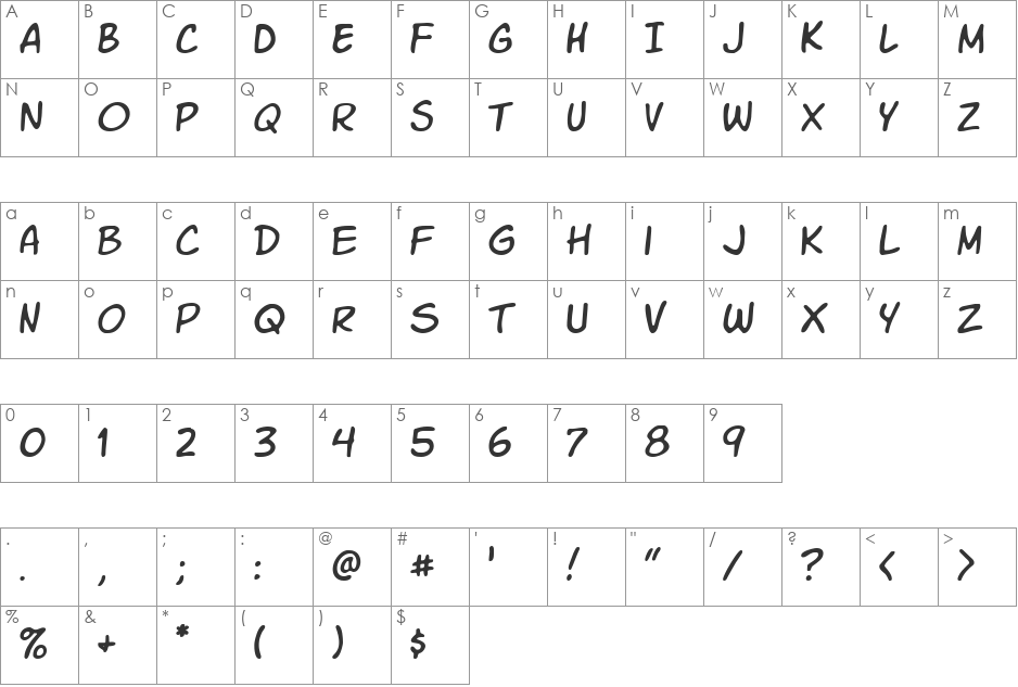 Komika Slim font character map preview