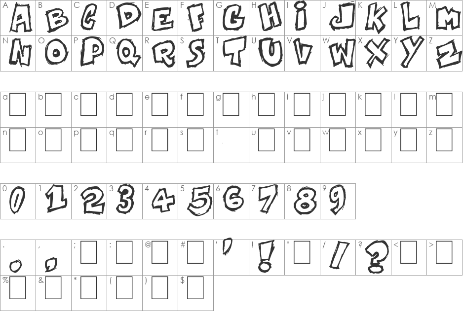 Komikoz font character map preview
