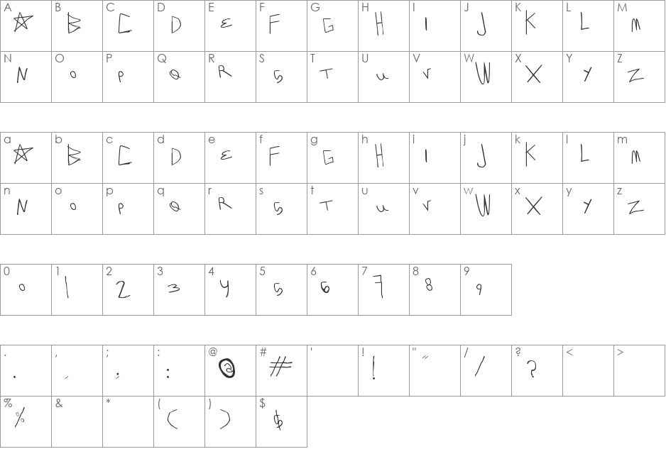 KONA font character map preview