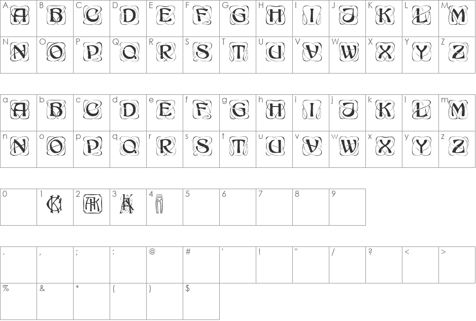 KonanKaps font character map preview