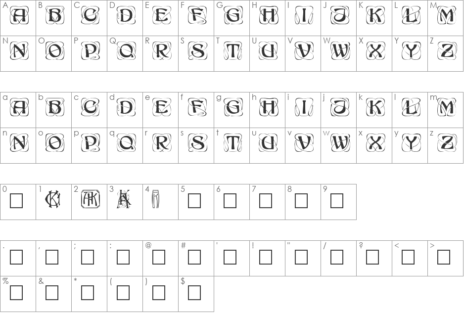 Konanur font character map preview