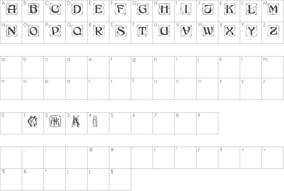 KonanurKaps font character map preview