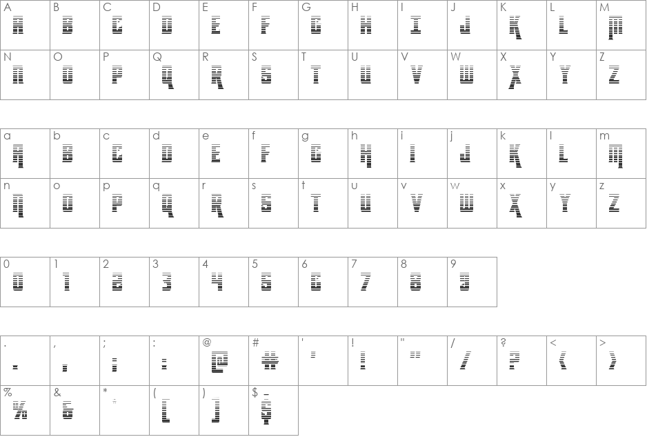 Kondor Gradient font character map preview